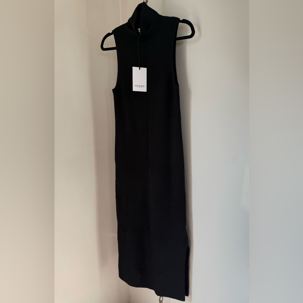 NWT NakedCashmere Cecily Black Sleeveless Turtleneck Dress